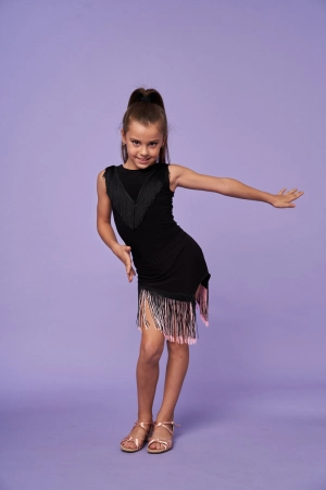 Овація Юбка La "Мими", 44, Чёрный, Масло + бахрома
