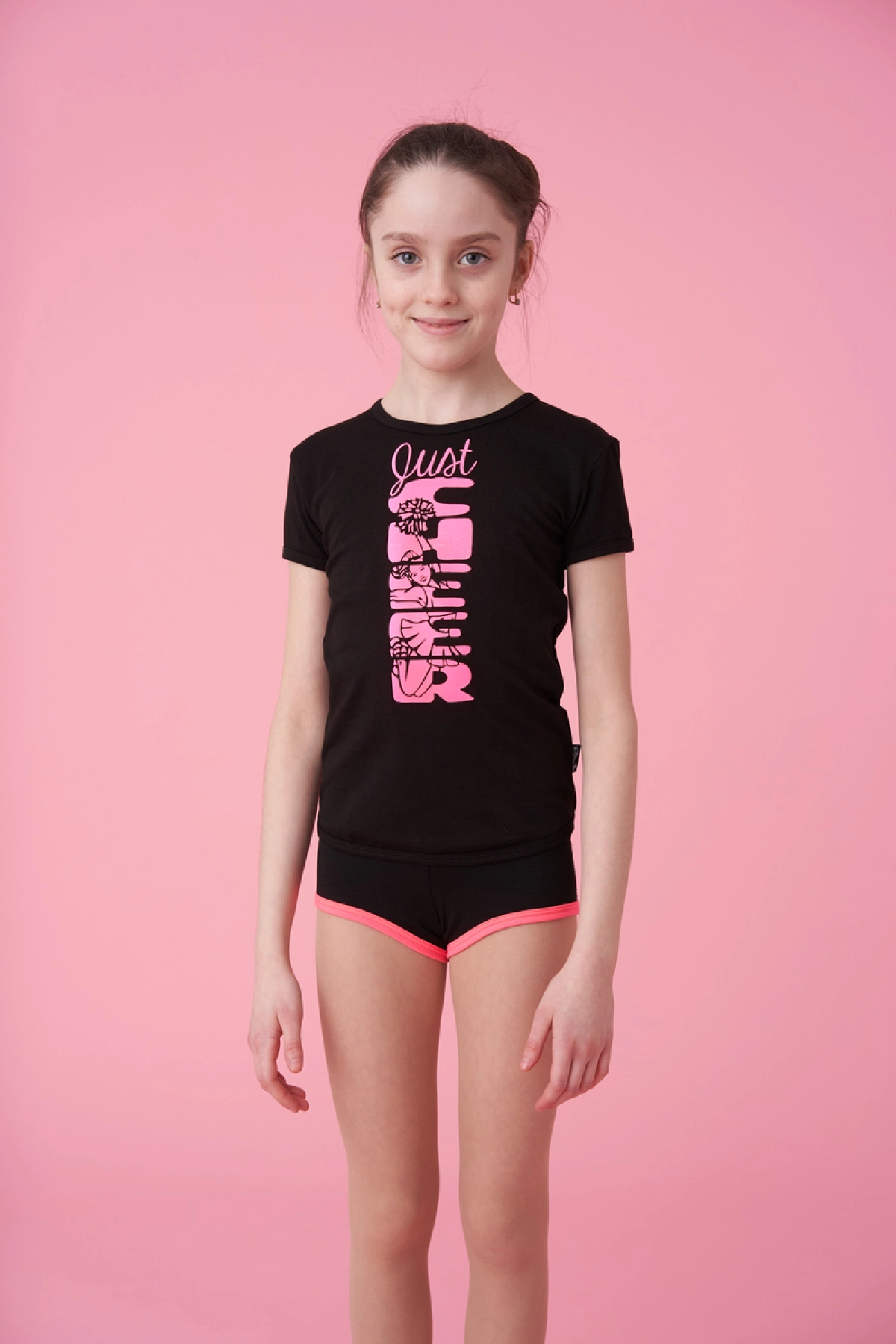 Футболка короткий рукав, Чорний (неон-малина), 90% бавовна + 10% лайкра Футболка короткий рукав, Чорний (неон-малина), 90% бавовна + 10% лайкра