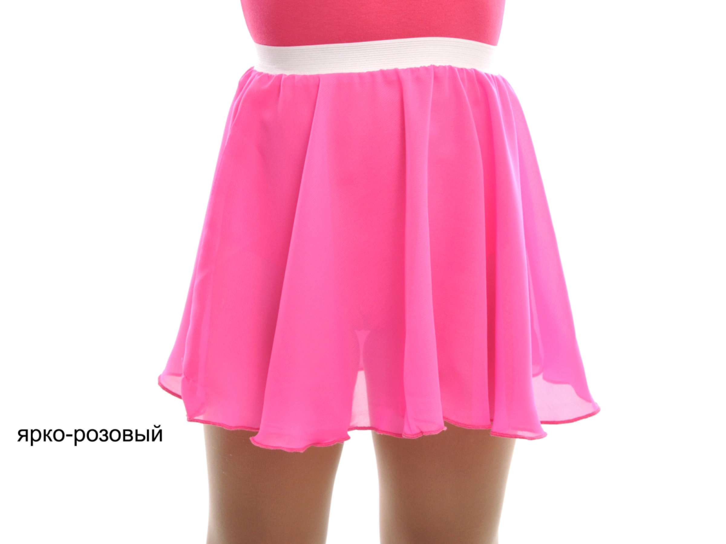 Юбка на резинке короткая (011), Бежевый, Шифон