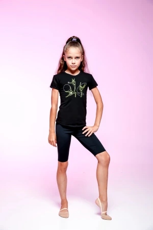 Футболка короткий рукав, Чорний (АВ + н.-мал.), 90% бавовна + 10% лайкра