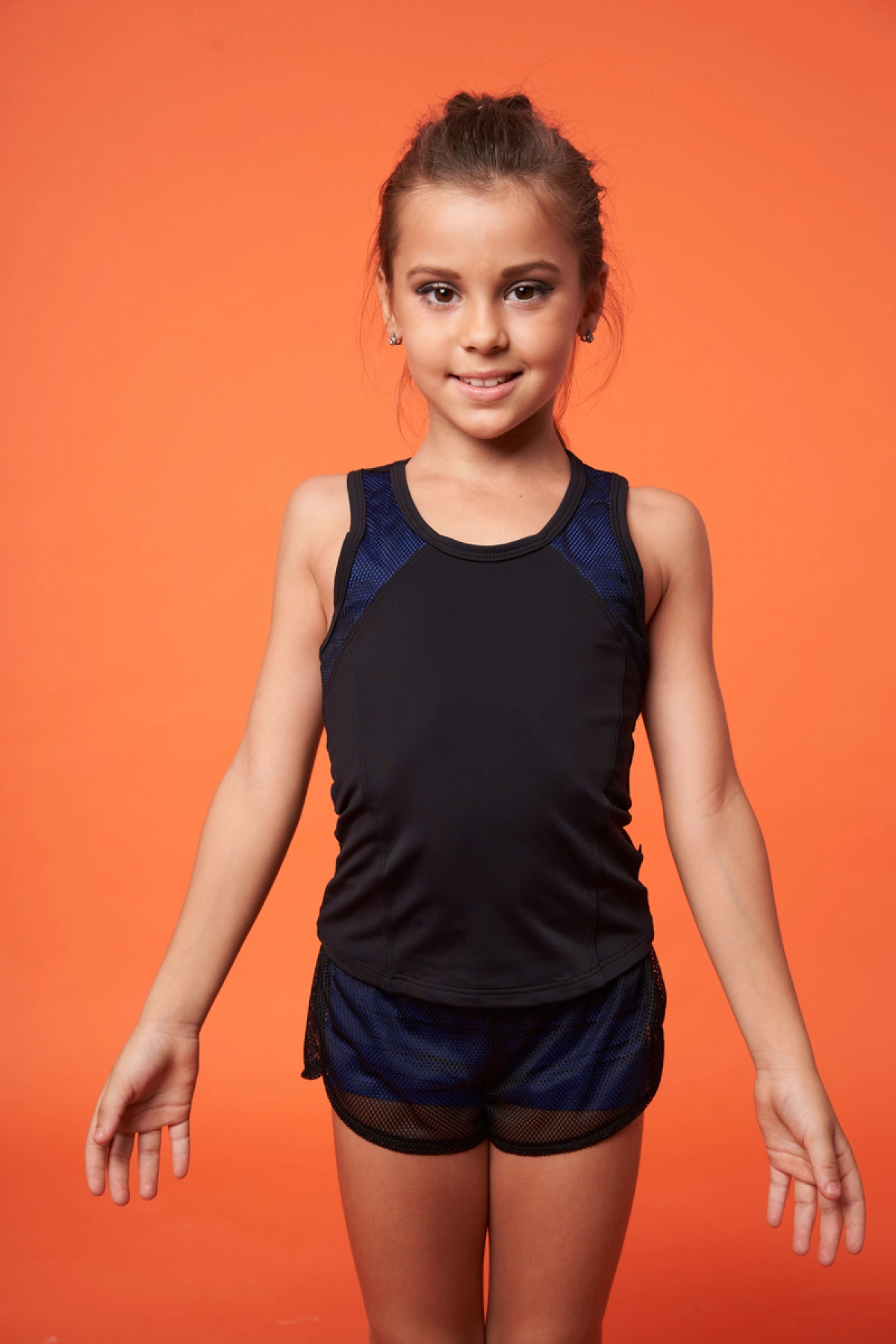 Майка "Джина", Чёрный/Электрик, Бифлекс матовый+сетка крупная