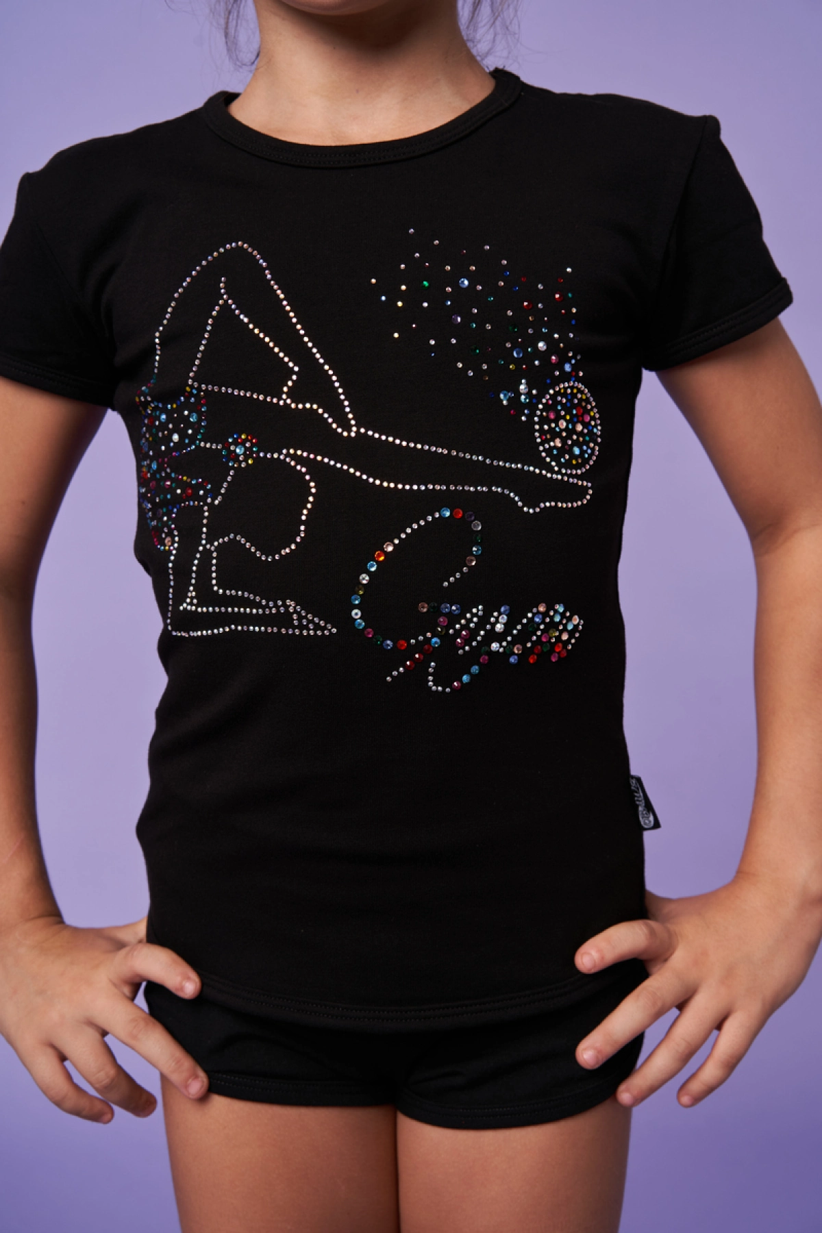 Футболка короткий рукав, Чорний (АВ + розсип), 90% бавовна + 10% лайкра термо Футболка короткий рукав, Чорний (АВ + розсип), 90% бавовна + 10% лайкра термо