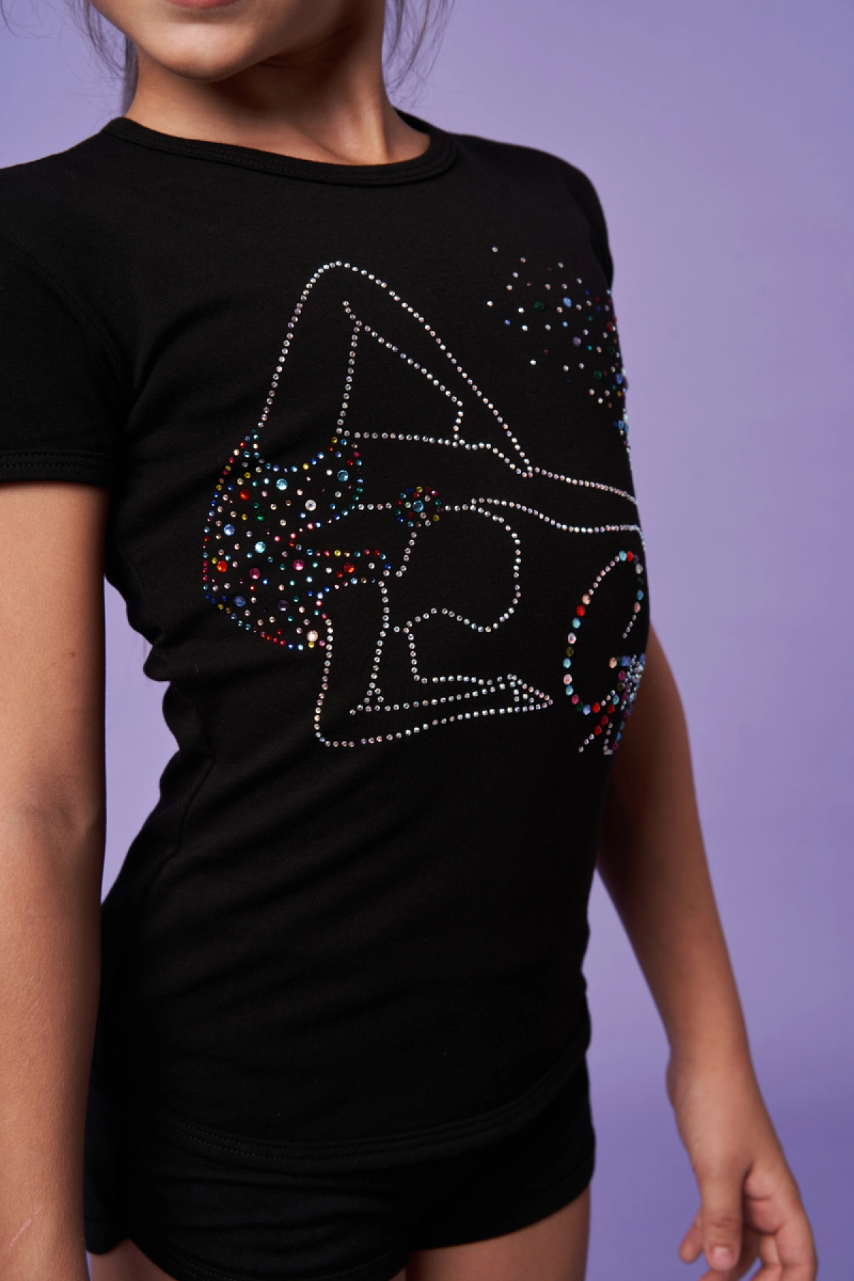 Футболка короткий рукав, Чорний (АВ + розсип), 90% бавовна + 10% лайкра термо Футболка короткий рукав, Чорний (АВ + розсип), 90% бавовна + 10% лайкра термо