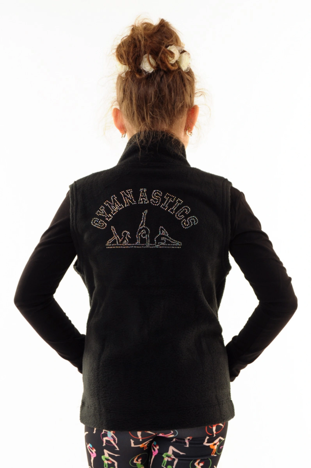 Жилет, Чорний (білі АВ), Фліс Жилет, Чорний (білі АВ), Фліс