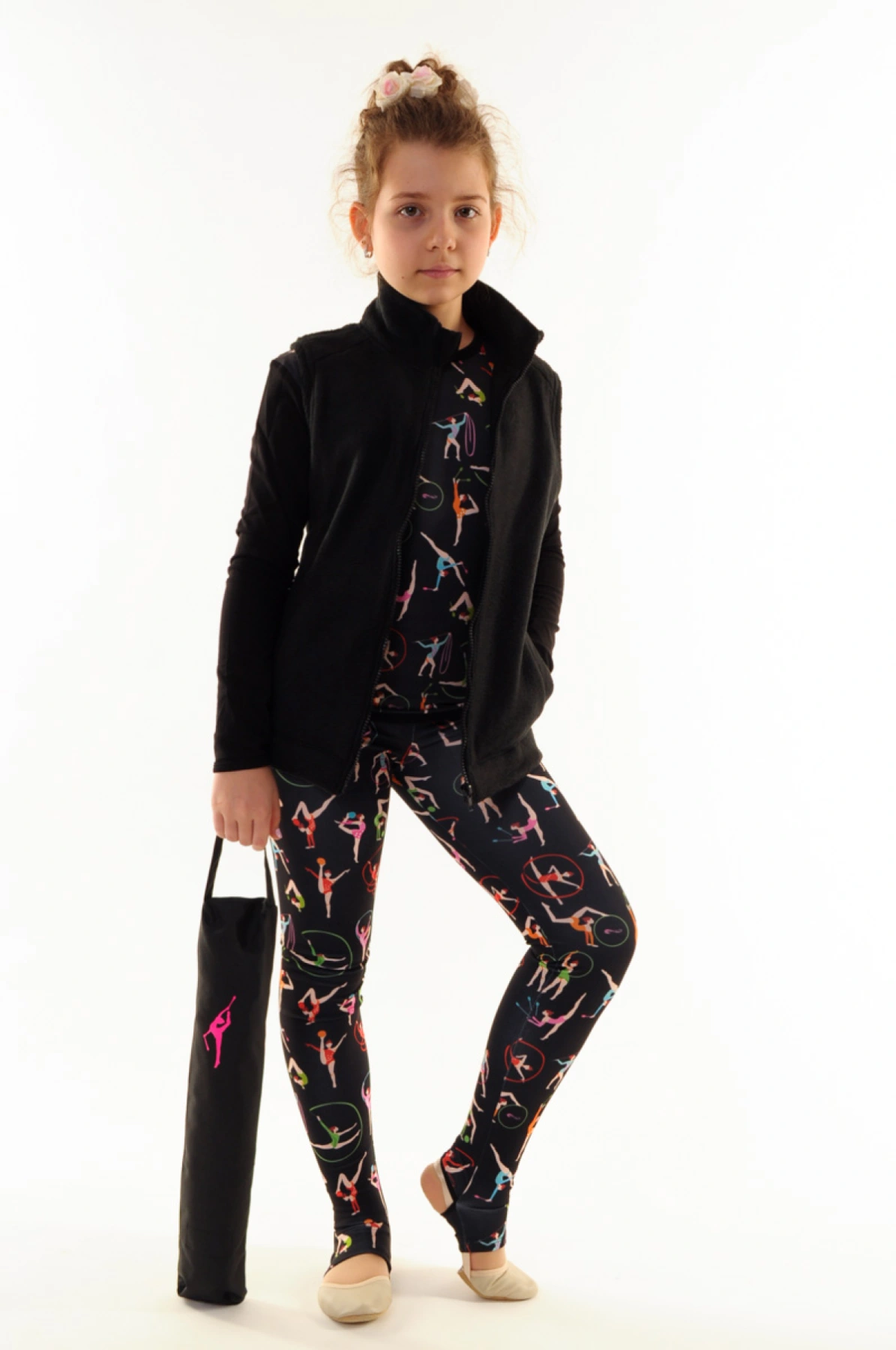 Жилет, Чорний (білі АВ), Фліс Жилет, Чорний (білі АВ), Фліс