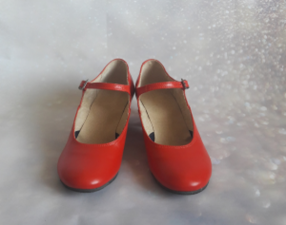 Туфлі народні, жіночі роздільна підошва (052), Червоний, Шкіра Туфлі народні, жіночі роздільна підошва (052), Червоний, Шкіра