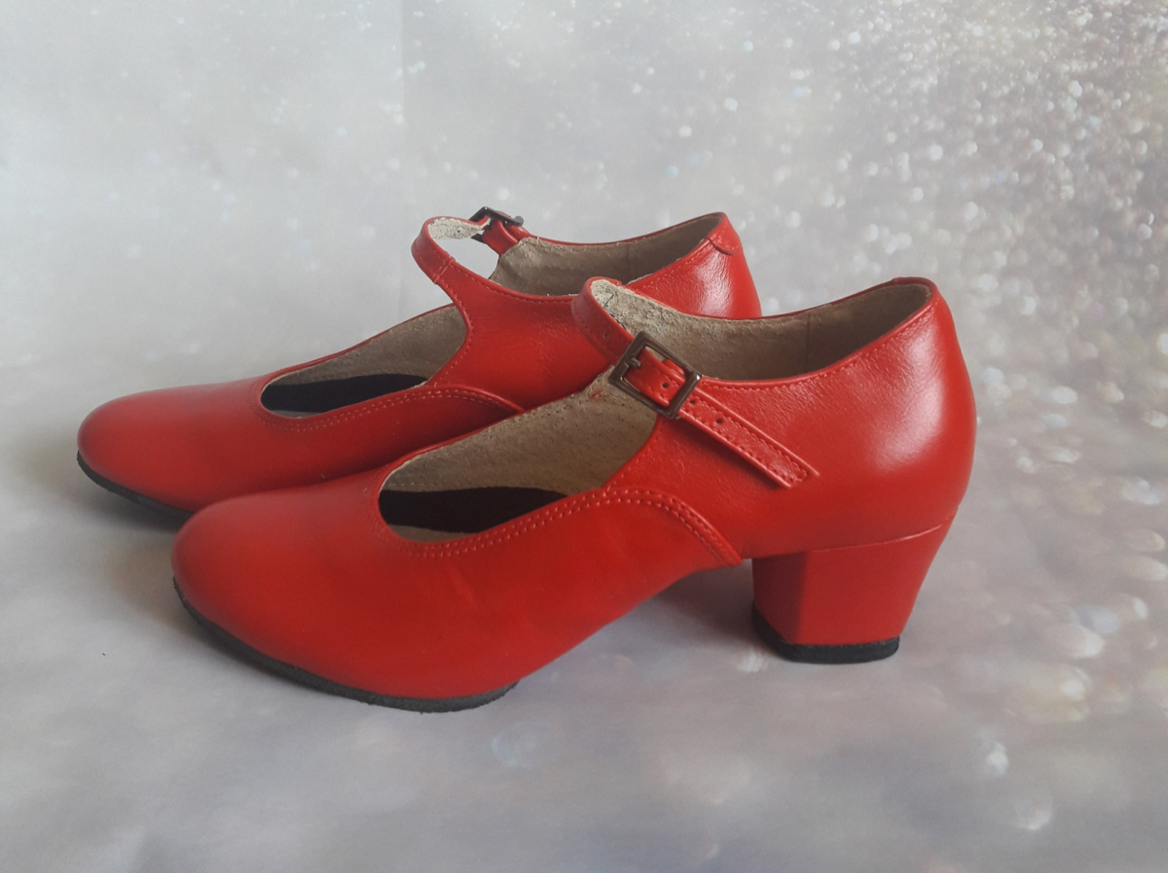 Туфлі народні, жіночі роздільна підошва (052), Червоний, Шкіра Туфлі народні, жіночі роздільна підошва (052), Червоний, Шкіра