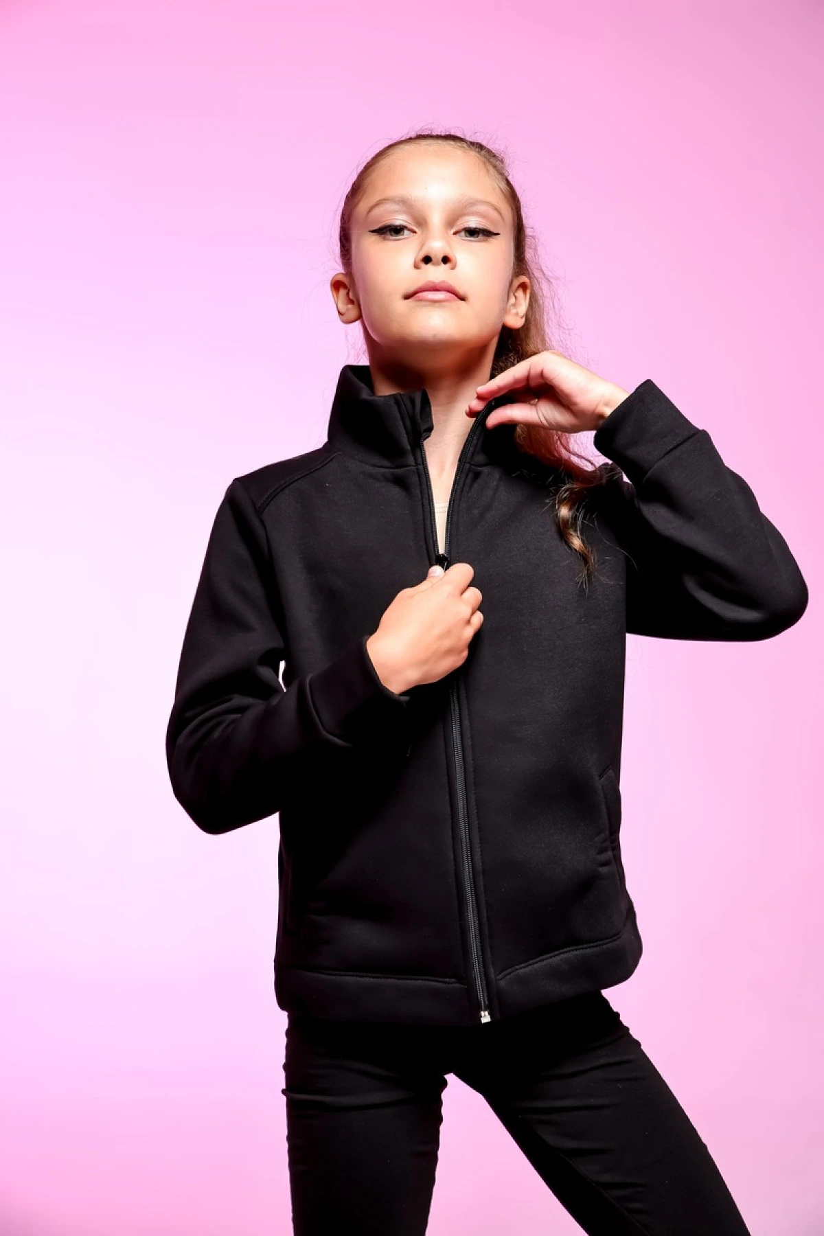 Толстовка, трехнитка с начесом, Чёрный, Трёхнитка/начёс,70% х/б+30% полиэст.