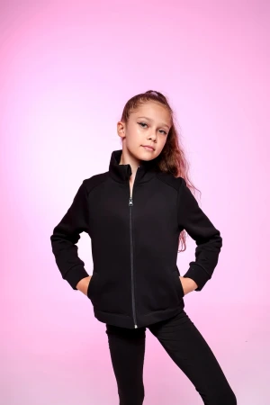 Толстовка, трехнитка с начесом, Чёрный, Трёхнитка/начёс,70% х/б+30% полиэст.