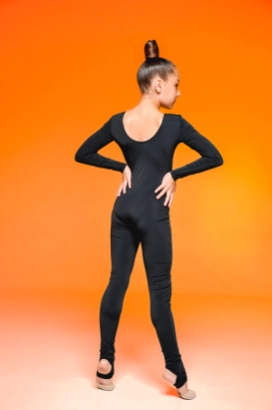 Комбинезон д/р лосины с дыр. д/п, Чёрный, Бифлекс матовый