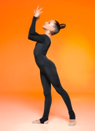 Комбинезон д/р лосины с дыр. д/п, Чёрный, Бифлекс матовый