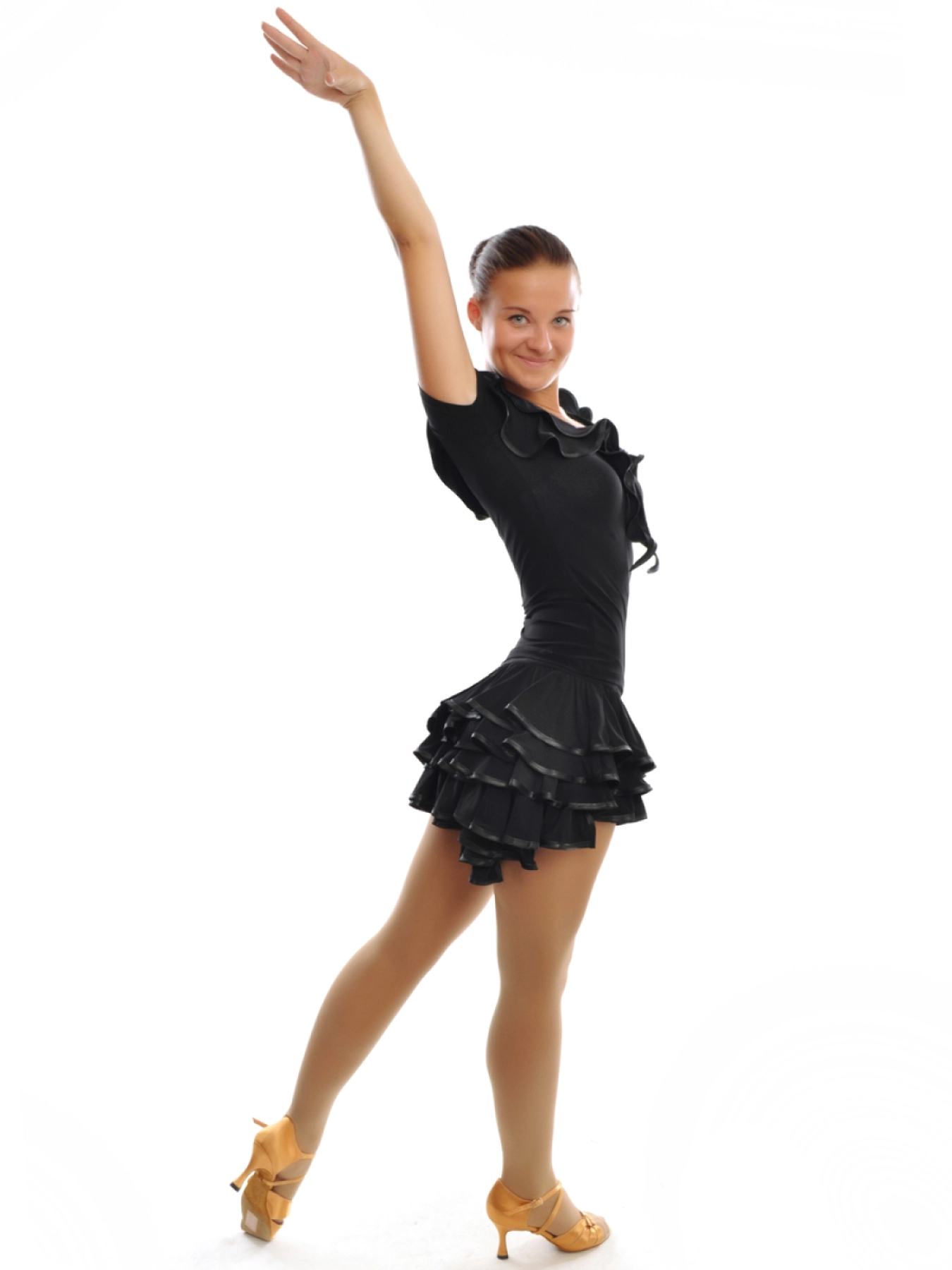 Блуза La "Ольга" з воланами, Чорний (малина), Поліамід / Лайкра