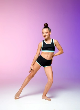 Костюм "Трійка", Чорний / Неон-корал, 90% бавовна + 10% лайкра