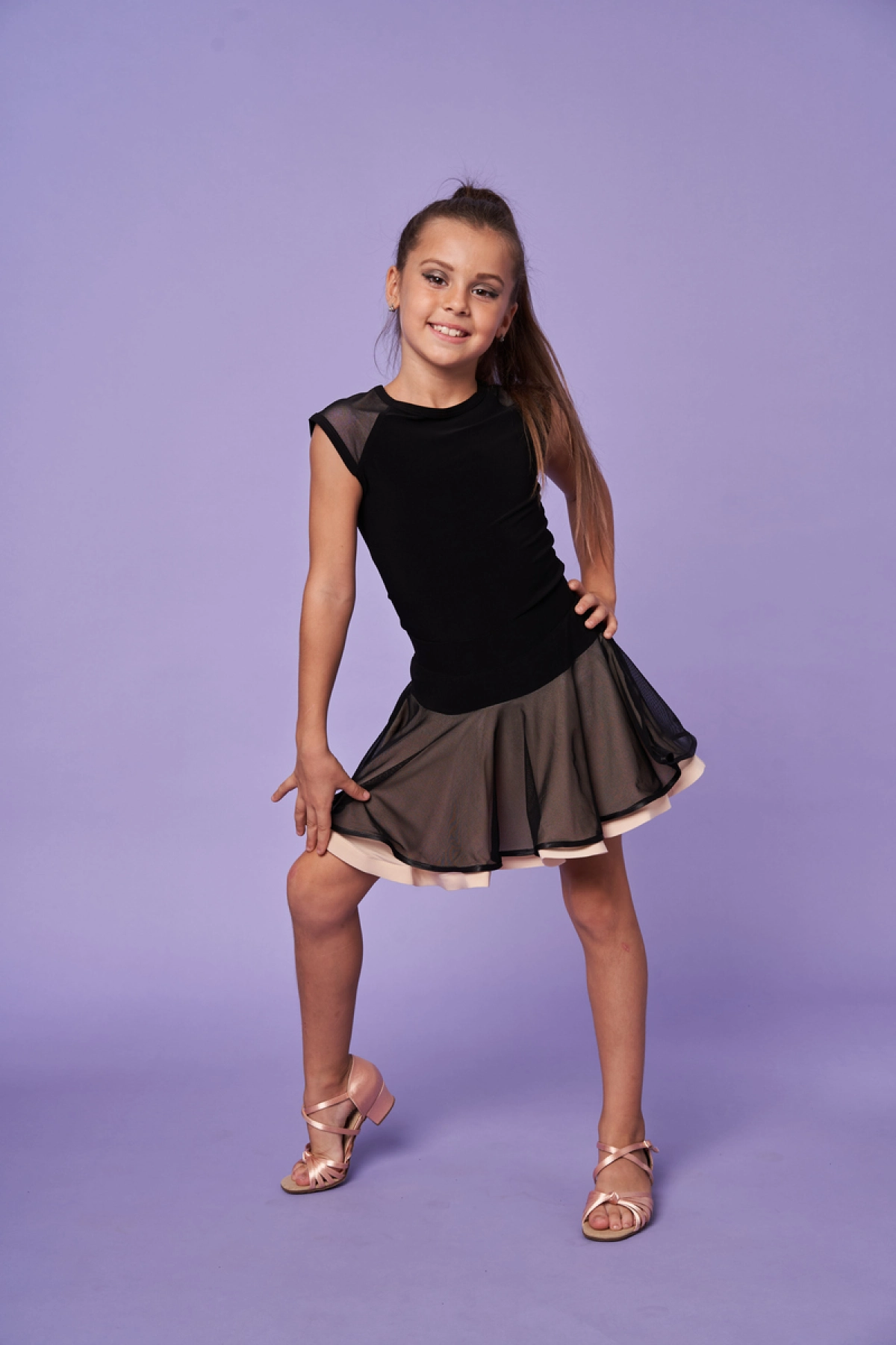 Блуза La "Бьянка", Чорний (беж. підкл.), Масло+сітка