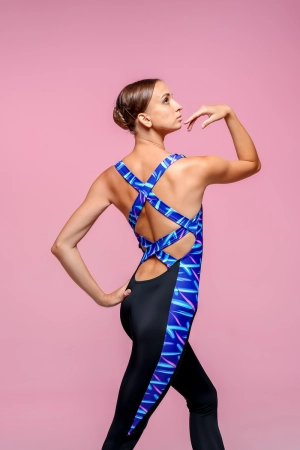 Комбінезон "Бакасана", Чорн/абстр. хвиля, Біфлекс матовий