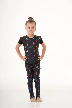 Лосини з дірочкою для п'яти, Чорний / Прінтований, Біфлекс прінтованний