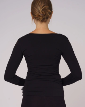 Футболка "Валентина" длинный рукав, Чёрный/Золото, 80% хлопок + 15% вискоза + 5% лайкра