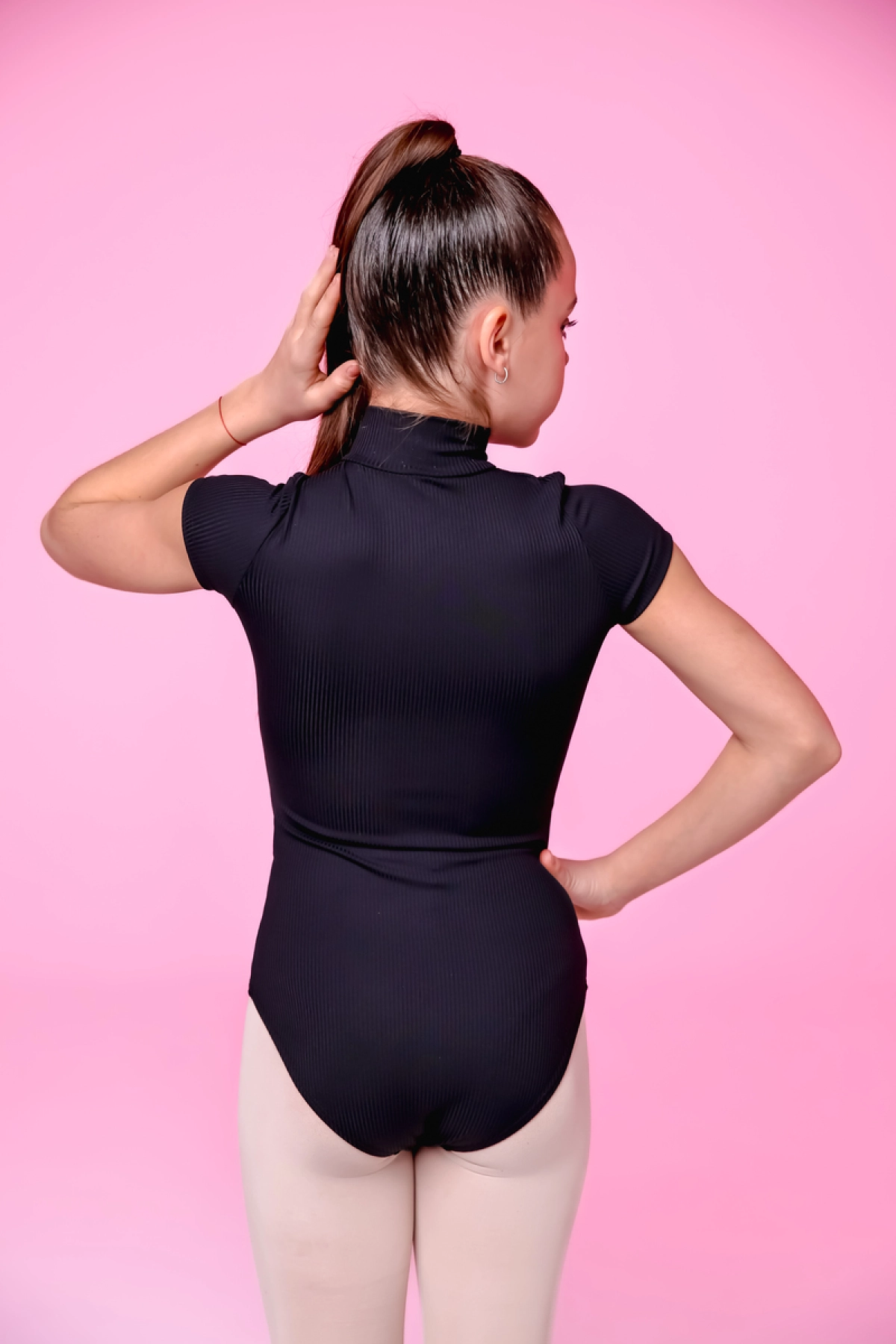 Купальник к/р стійка "Василина", Чорний, Рубчик