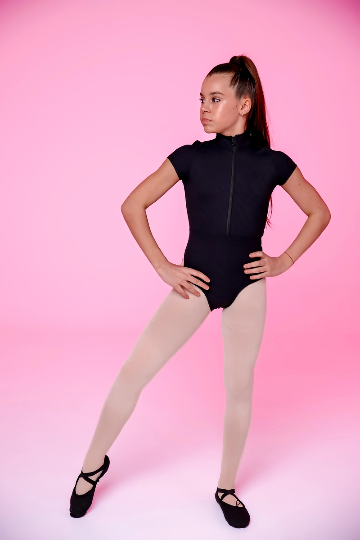 Купальник к/р стійка "Василина", Чорний, Рубчик