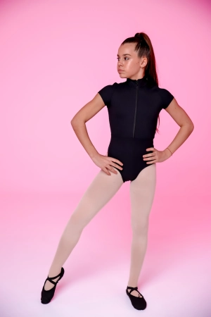 Купальник к/р стійка "Василина", Чорний, Рубчик