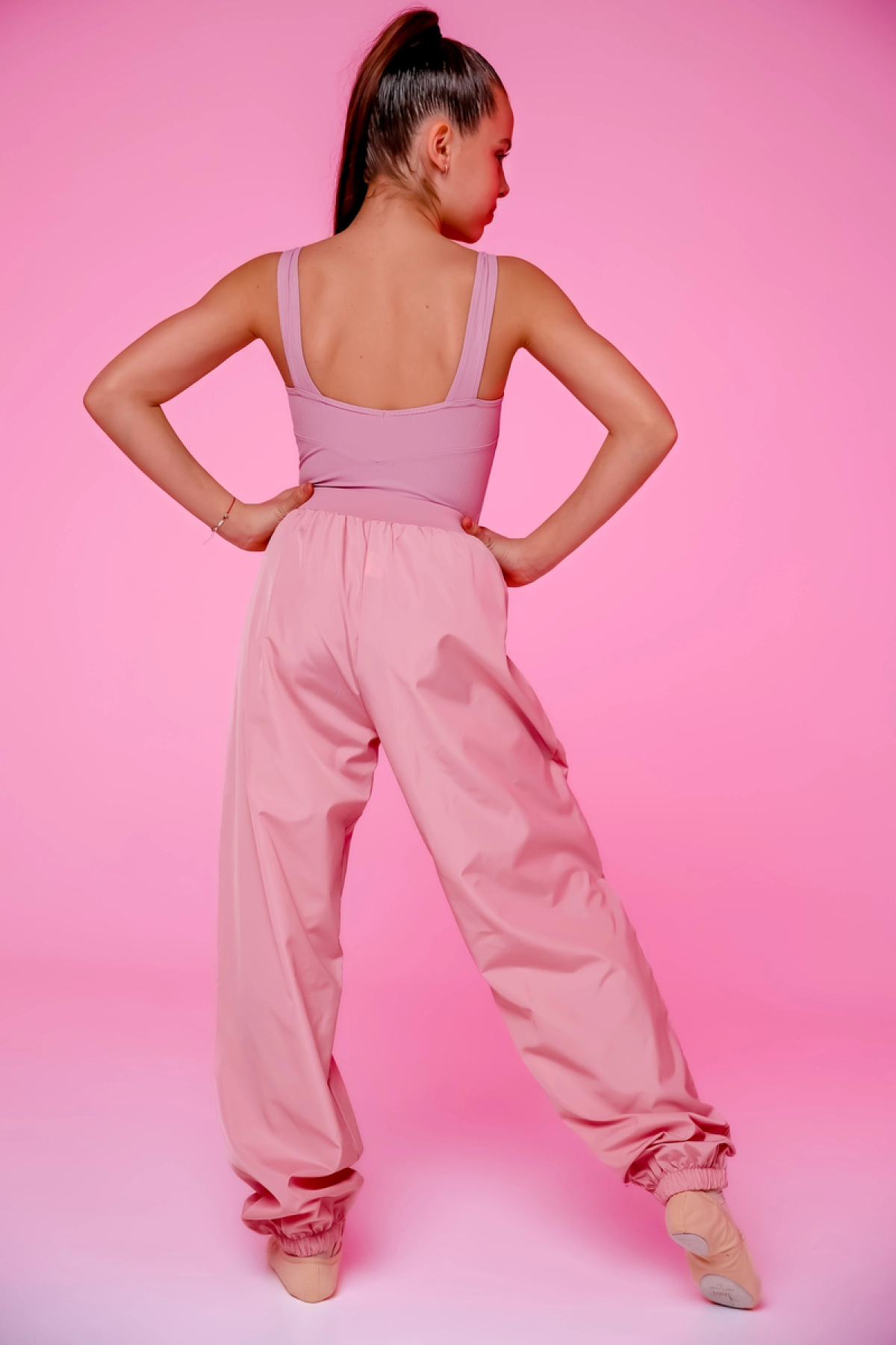 Штани "Hot" (пудра) плащівка лаке, Пудра, Плащівка