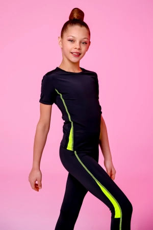 Лосини "Трикутник", Чорний/Неон-лимон, Біфлекс