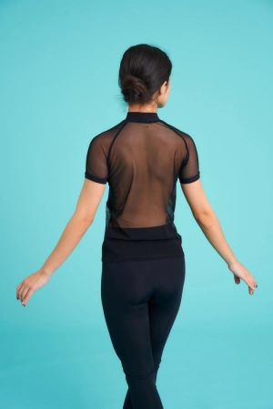 Футболка к/р "Саша", Чорний, Мікромасло + сітка