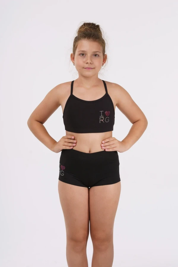 Топ-борцовка на бретелях, Чёрный (бел, мал), 80% хлопок + 15% вискоза + 5% лайкра