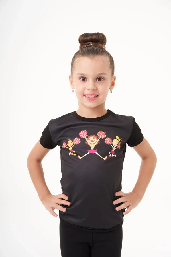 Футболка короткий рукав, Чёрный (мал./жел.), 90% хл.+10% лайк. + бифлекс принт