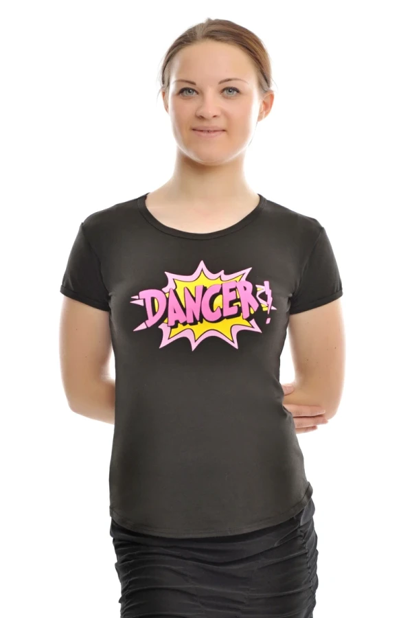 Футболка "Dancer!", Чёрный (мал./жел.), 90% хлопок + 10% лайкра