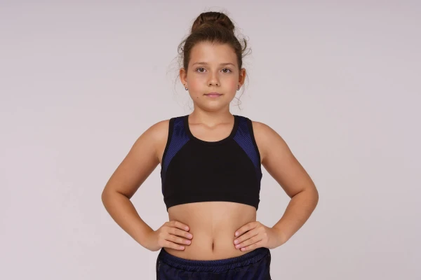 Топ "Джина", Чёрный/Электрик, Бифлекс матовый+сетка