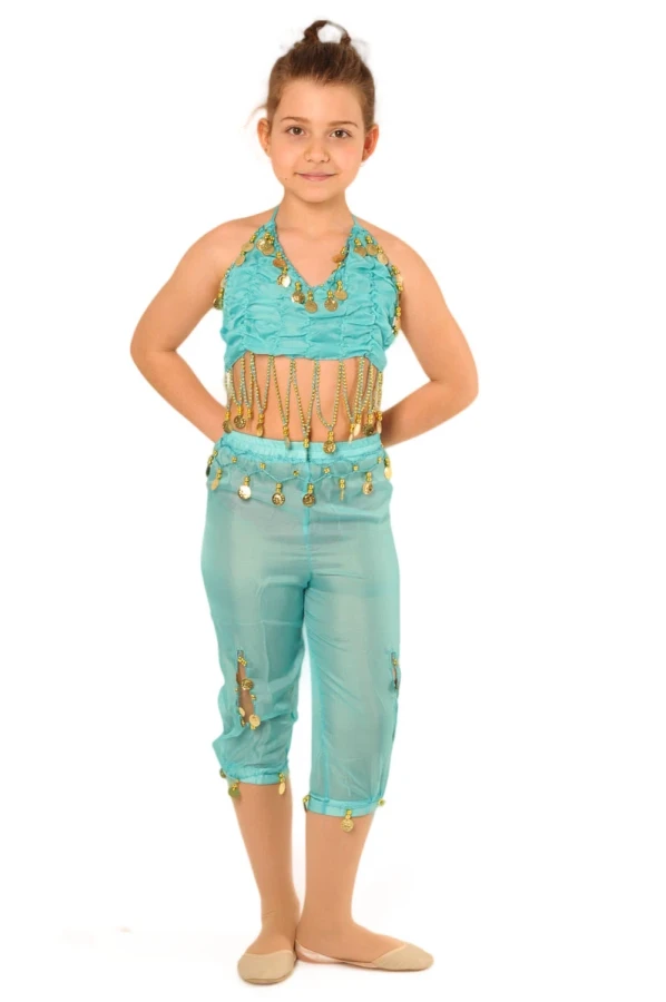 Р - Костюм детский (лиф+шаровары), Жёлтый/Неон-розовый, Шифон