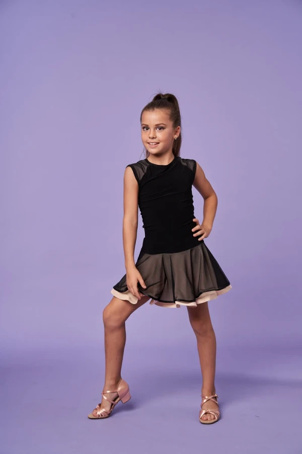 Юбка La "Алегрия", Чёрный (беж. подкл.), Масло+сетка