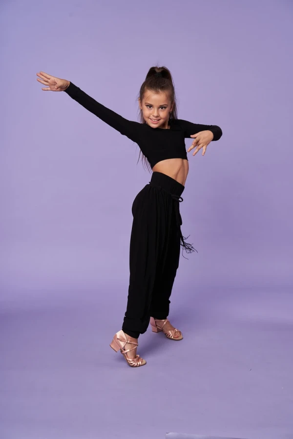 Брюки латина "Джогери", Чорний, Масло