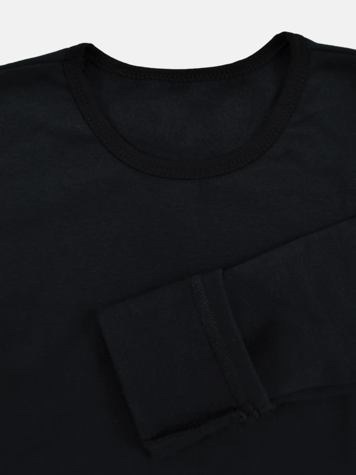 Термобілизна, футболка д/р, Чорний, 90% бавовна + 10% лайкра термо