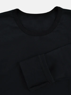 Термобілизна, футболка д/р, Чорний, 90% бавовна + 10% лайкра термо