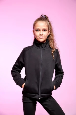 Толстовка, трехнитка с начесом, Чёрный, Трёхнитка/начёс,70% х/б+30% полиэст.