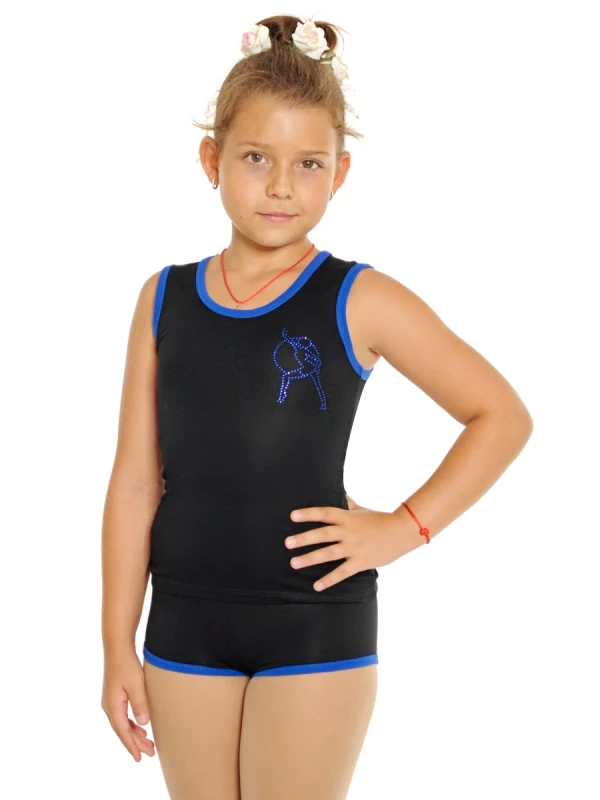 Костюм "Полувыпад с обручем", Чёрный/Электрик (эл.), 80% хлопок + 15% вискоза + 5% лайкра