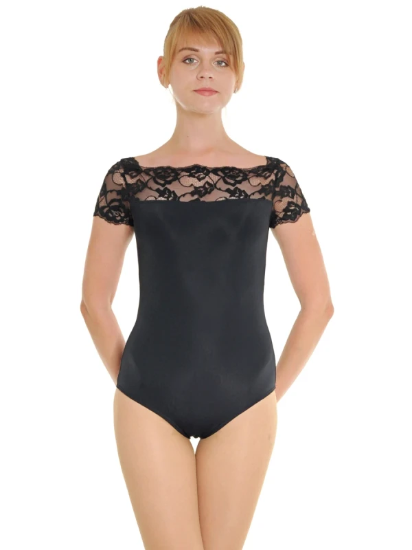 Купальник к/р "Зоя", Чорний, 90% бавовна + 10% лайкра + мереживо