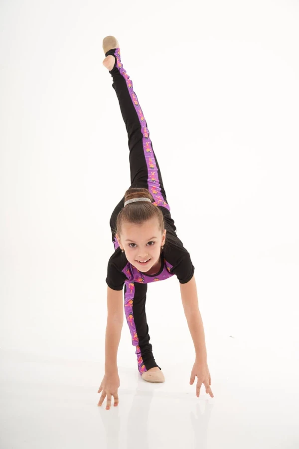 Лосини "Нінель" з лампасами, Чорний / Прінтований, 90% бавовна + 10% лайкра