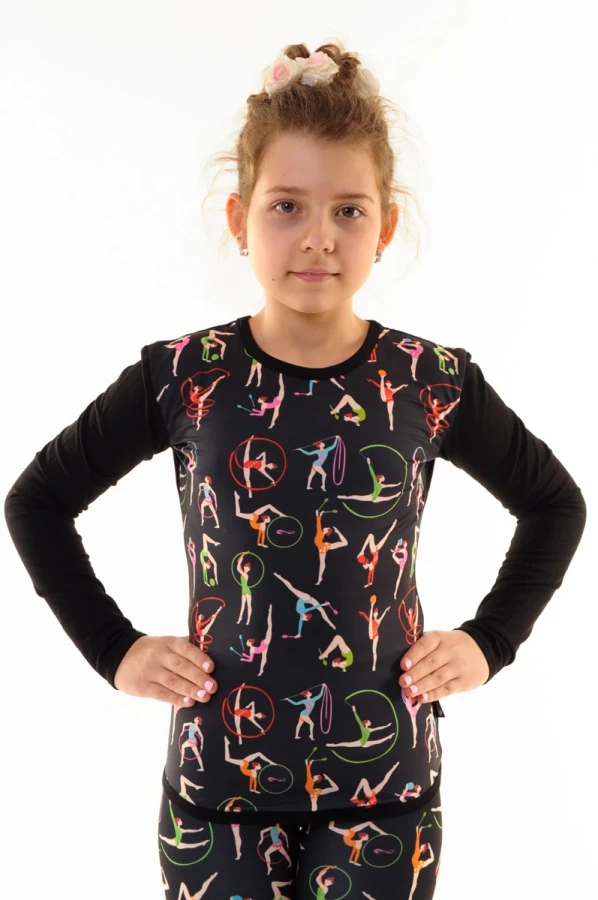 Футболка длинный рукав, Черный/Принтованый, 90% хл.+10% лайк. + бифлекс принт