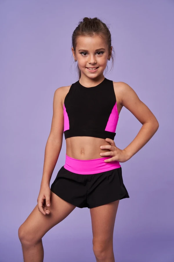 Топ "Иванка", Чёрный/Электрик, 90% хл.+10% лайк. + бифлекс матовый