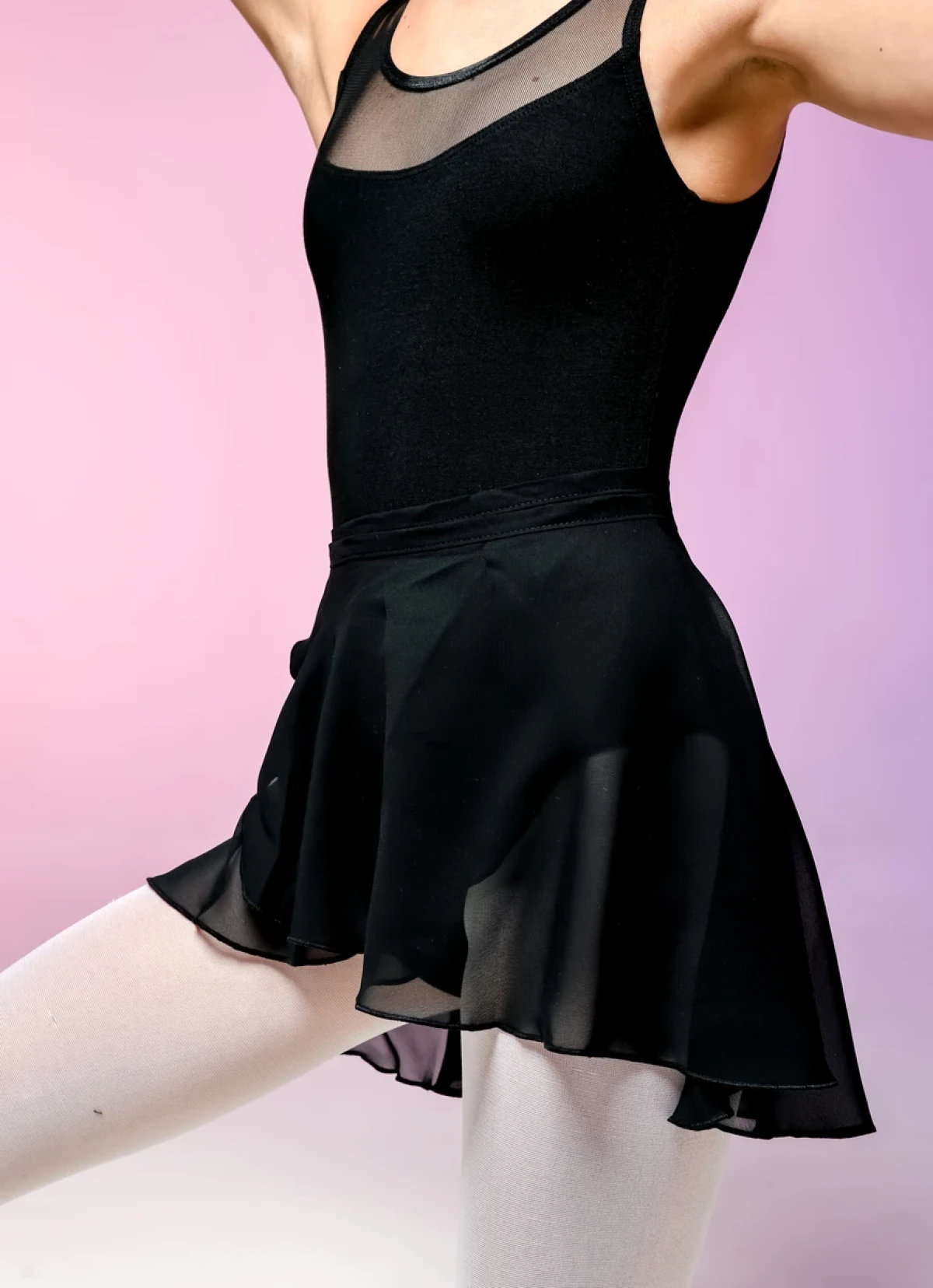 Спідниця хітон коротка, подовжена ззаду, Чорний, Шифон Спідниця хітон коротка, подовжена ззаду, Чорний, Шифон