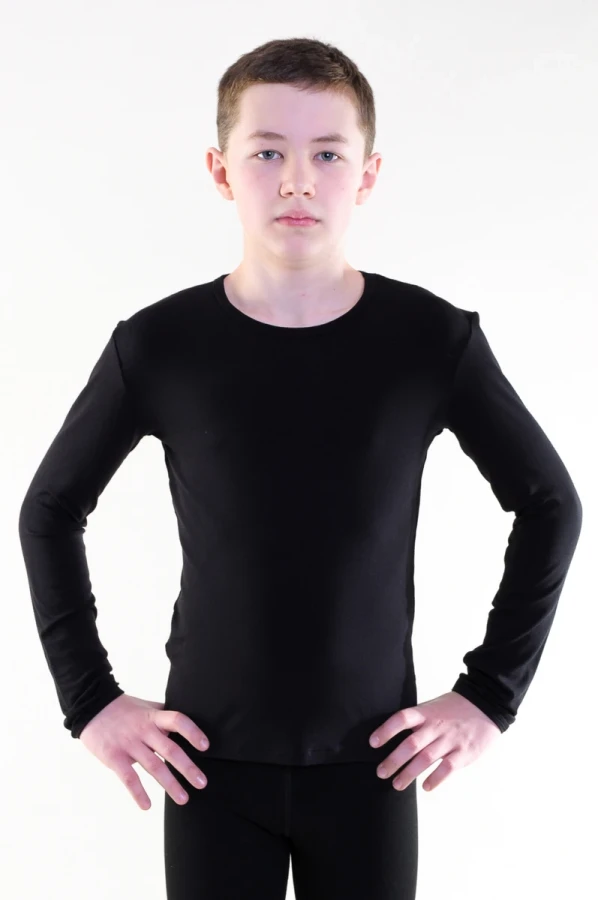 Футболка довгий рукав, Чорний, 90% бавовна + 10% лайкра