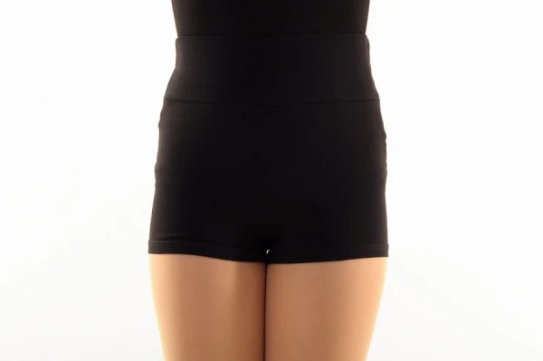 Шорти високі з м'яким поясом, Чорний, 80% бавовна + 15% віскоза + 5% лайкра