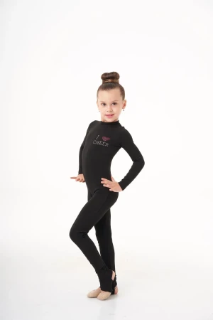 Комбінезон д/р стійка лосини с дір. д/п, Чорний (білі, мал), 80% бавовна + 15% віскоза + 5% лайкра