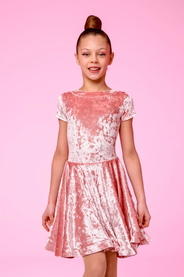 Бейсік короткий рукав "Бланш", Пудра, Велюр-мармур