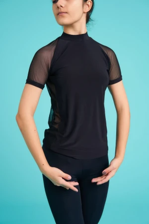 Футболка к/р "Саша", Чорний, Мікромасло + сітка