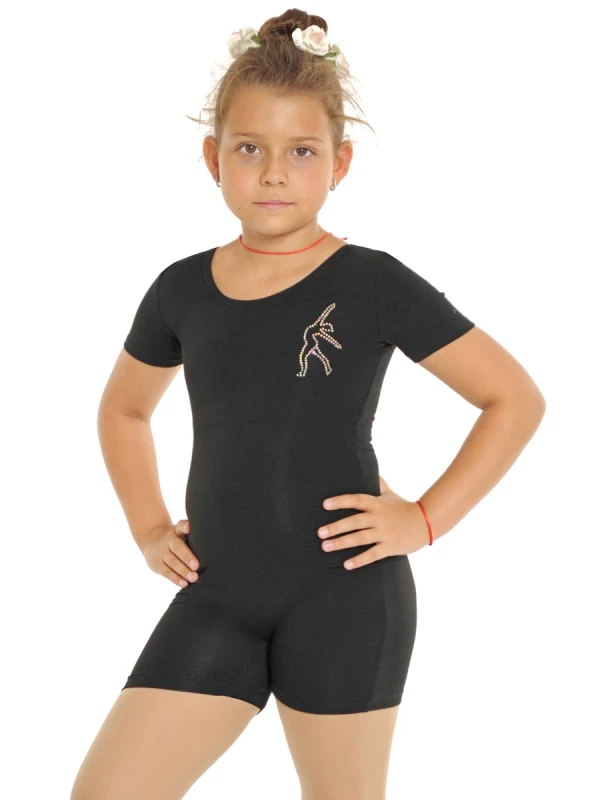 Комбинезон - шорты, к/р, без шва, Чёрный (бел), 80% хлопок + 15% вискоза + 5% лайкра