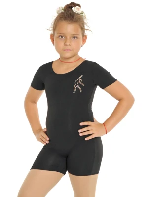 Комбінезон - шорти, к/р, без шва, Чорний (білі), 80% бавовна + 15% віскоза + 5% лайкра